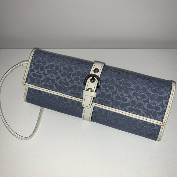 Coach Handbags - ✅ Coach Blue White Signature Wristlet Wallet